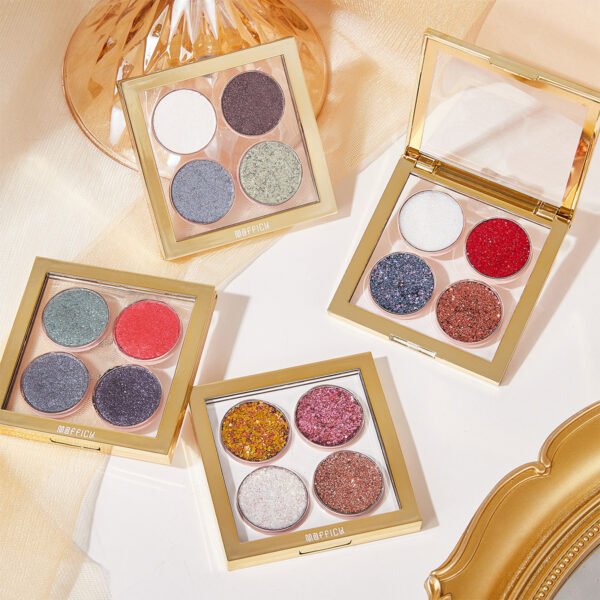 MAFFICK Four-Color Pearlescent Eyeshadow Palette Transparent Gilt Matte Fine Glitter Waterproof Easy-Blend Makeup Eyeshadow Manufacturer OEM Private Label