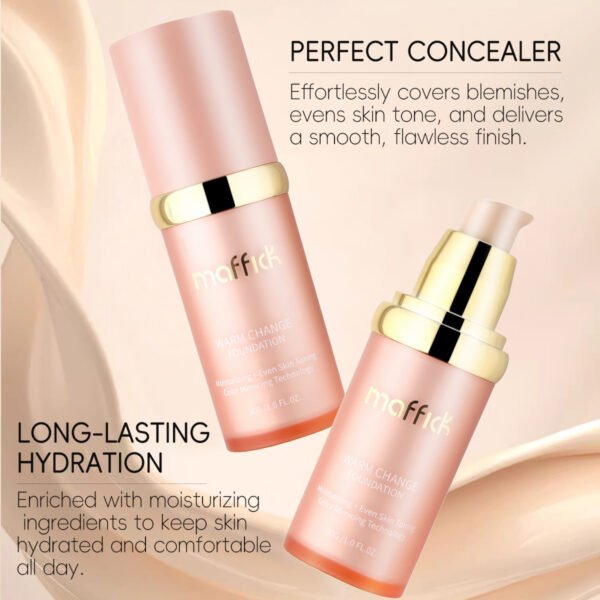 MAFFICK 4-in-1 Concealer Color Changing Liquid Foundation Sunscreen Mid-Spectrum Waterproof Non-Removing Makeup Warm-Changing Brightening Long-lasting Moisturizing Manufacturer OEM Private Label - Image 3