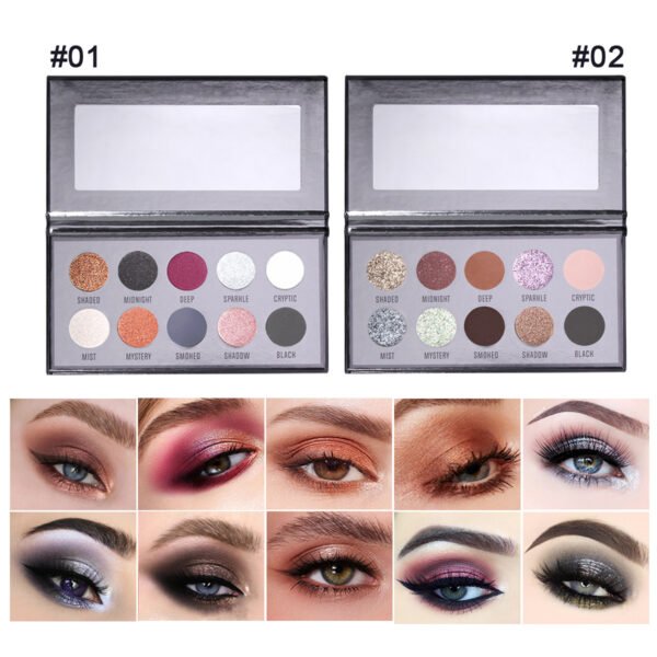 MAFFICK 10 Color Eyeshadow Palette Smoky Makeup Pearlescent Glitter Eyeshadow Manufacturer OEM Private Label - Image 3