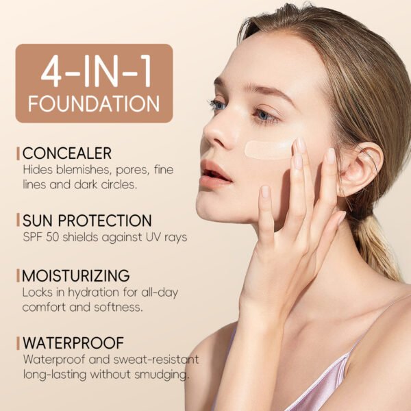 MAFFICK 4-in-1 Concealer Color Changing Liquid Foundation Sunscreen Mid-Spectrum Waterproof Non-Removing Makeup Warm-Changing Brightening Long-lasting Moisturizing Manufacturer OEM Private Label - Image 4
