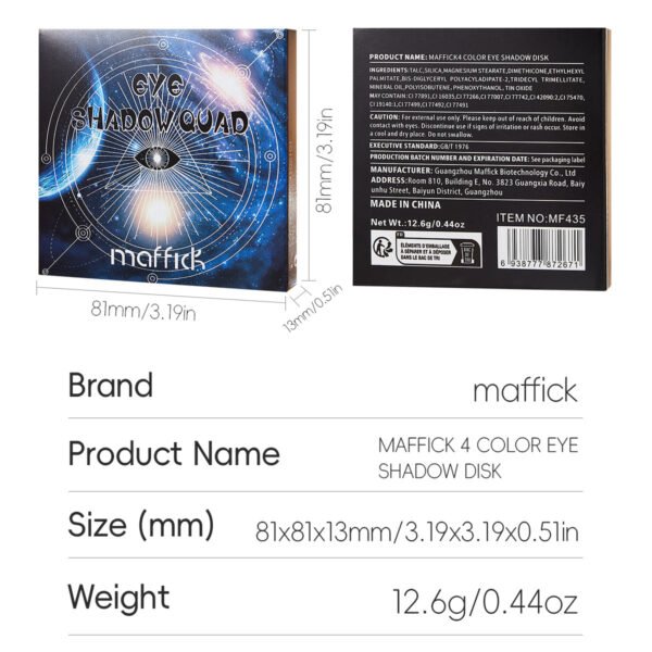 MAFFICK Four-Color Pearlescent Eyeshadow Palette Transparent Gilt Matte Fine Glitter Waterproof Easy-Blend Makeup Eyeshadow Manufacturer OEM Private Label - Image 5