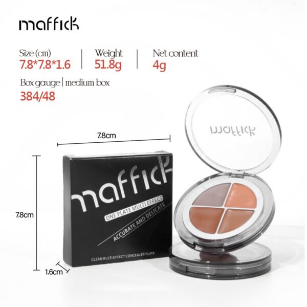 MAFFICK Clear Multi-effect Four-Color Concealer Palette Facial Dark Circle Concealer Brightens Long-Lasting Naturally Manufacturer Wholesale OEM Private Label - Image 6