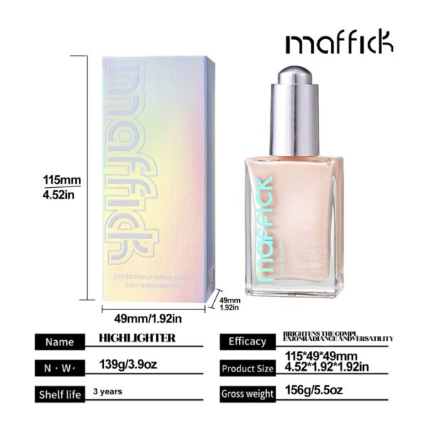 MAFFICK Highlight Liquid Face Body Brightening Body Highlight Contouring Beach Sexy Highlight Oil Manufacturer Wholesale OEM Private Label - Image 5
