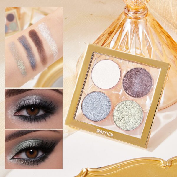 MAFFICK Four-Color Pearlescent Eyeshadow Palette Transparent Gilt Matte Fine Glitter Waterproof Easy-Blend Makeup Eyeshadow Manufacturer OEM Private Label - Image 7